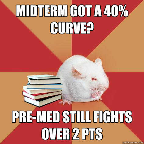 Midterm got a 40% Curve? Pre-med still fights over 2 pts  Science Major Mouse