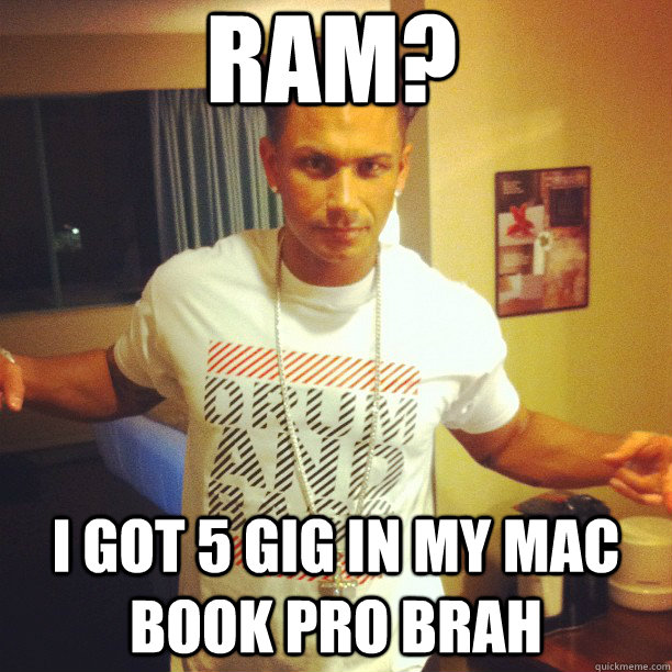 RAM? i GOT 5 GIG IN MY MAC BOOK PRO BRAH  Drum and Bass DJ Pauly D