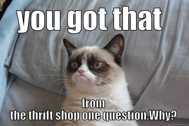 YOU GOT THAT  FROM THE THRIFT SHOP ONE QUESTION.WHY? Grumpy Cat