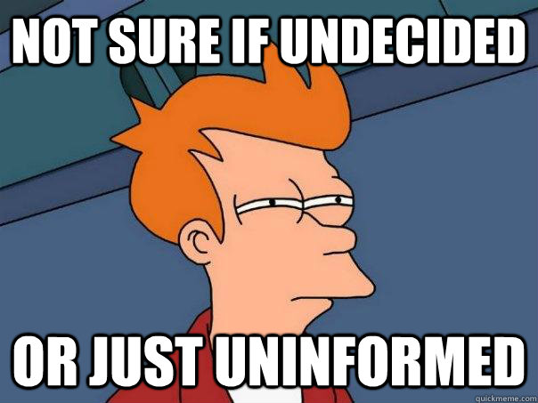 Not sure if undecided   Or just uninformed  Futurama Fry