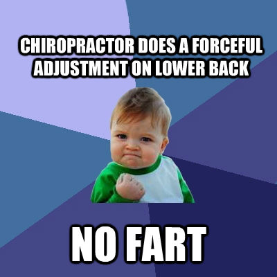 CHIROPRACTOR DOES A FORCEFUL ADJUSTMENT ON LOWER BACK NO FART  Success Kid