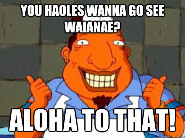 You haoles wanna go see waianae? aloha to that!  Bad Advice Tito