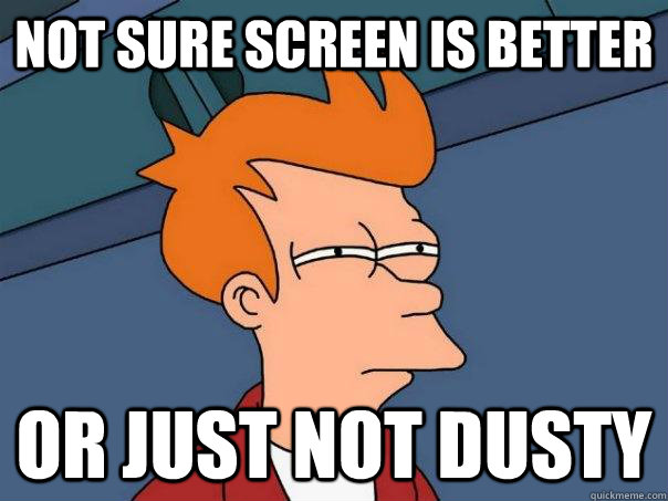 Not sure screen is better  or just not dusty  Futurama Fry