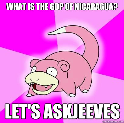 What is the GDP of Nicaragua? Let's Askjeeves - What is the GDP of Nicaragua? Let's Askjeeves  Slowpoke