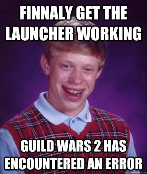 Finnaly get the launcher working Guild wars 2 has encountered an error  Bad Luck Brian