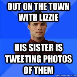 Out on the town with Lizzie his sister is tweeting photos of them  Socially Awkward Darcy