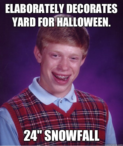 Elaborately decorates yard for Halloween. 24