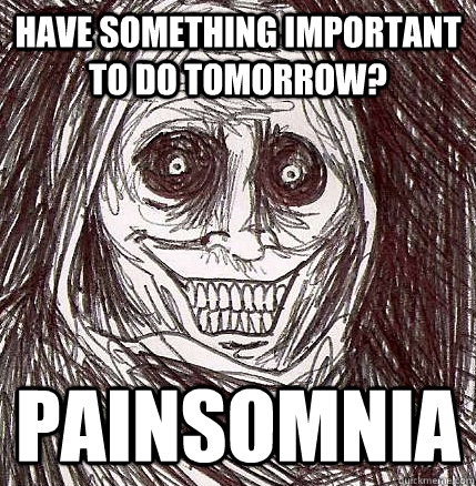 Have something important to do tomorrow? PAINSOMNIA  Horrifying Houseguest