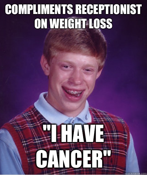 Compliments receptionist on weight loss 