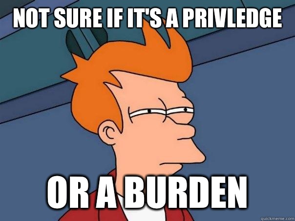 Not sure if it's a privledge   Or a burden  Futurama Fry