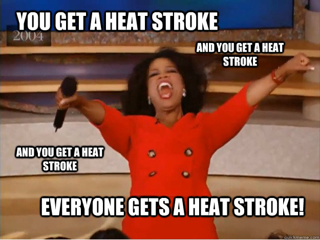 You get a heat stroke Everyone gets a heat stroke! AND you get a heat stroke AND you get a heat stroke - You get a heat stroke Everyone gets a heat stroke! AND you get a heat stroke AND you get a heat stroke  oprah you get a car