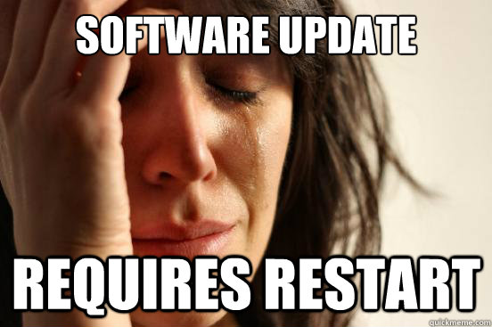 software update requires restart  First World Problems