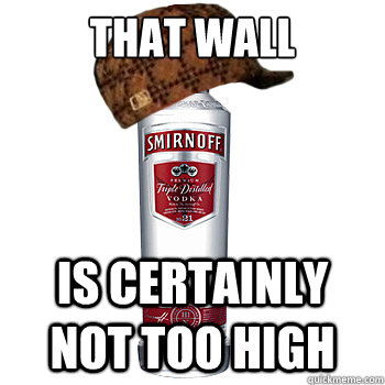 that wall is certainly not too high  Scumbag Alcohol