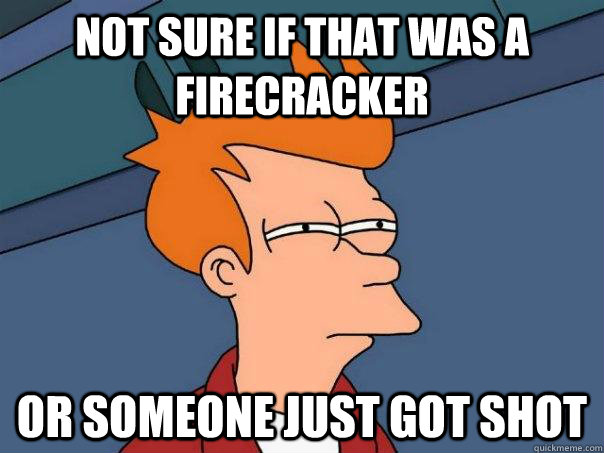not sure if that was a firecracker Or someone just got shot  Futurama Fry