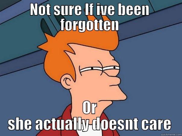 NOT SURE IF IVE BEEN FORGOTTEN OR SHE ACTUALLY DOESNT CARE Futurama Fry