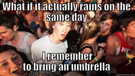 No way - WHAT IF IT ACTUALLY RAINS ON THE SAME DAY  I REMEMBER TO BRING AN UMBRELLA Sudden Clarity Clarence