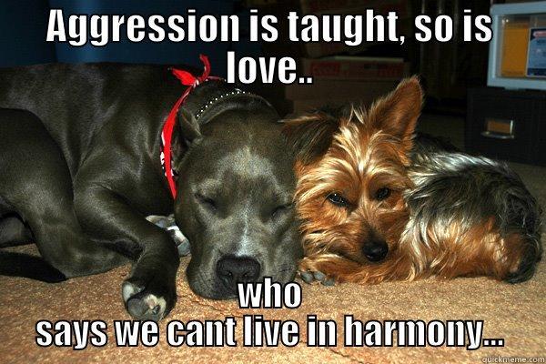AGGRESSION IS TAUGHT, SO IS LOVE.. WHO SAYS WE CANT LIVE IN HARMONY... Misc