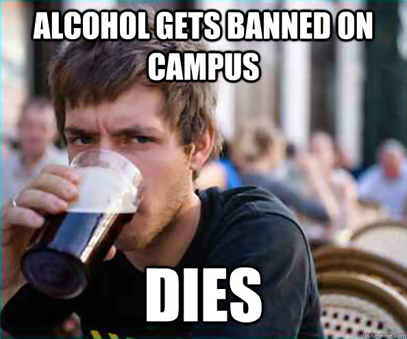 Alcohol gets banned on campus dies  College Senior