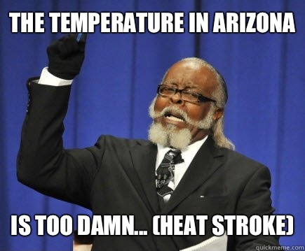 the temperature in Arizona is too damn... (heat stroke)  Too Damn High