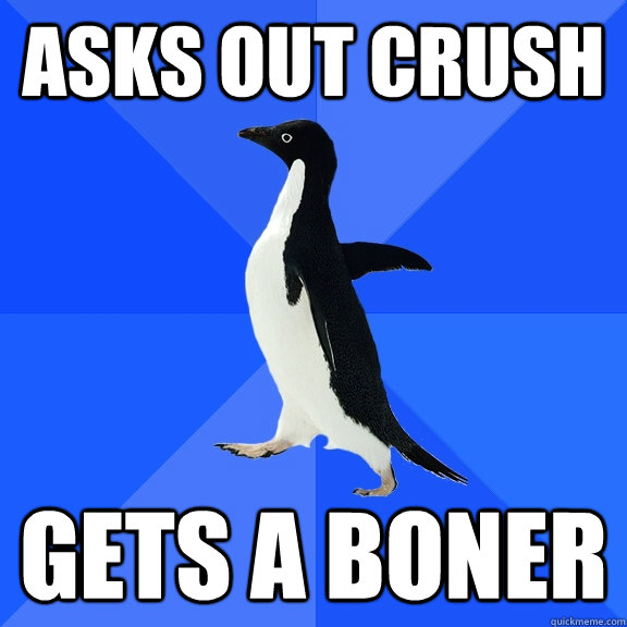 Asks out crush gets a boner   Socially Awkward Penguin