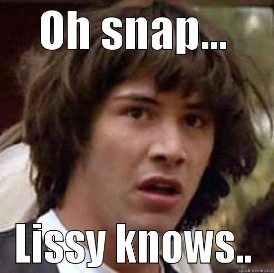 OH SNAP... LISSY KNOWS.. conspiracy keanu