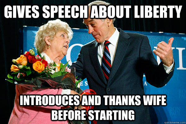 gives speech about liberty introduces and thanks wife before starting - gives speech about liberty introduces and thanks wife before starting  revolutionary ron