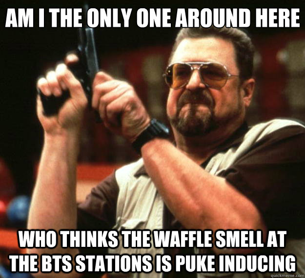 Am I the only one around here who thinks the waffle smell at the bts stations is puke inducing - Am I the only one around here who thinks the waffle smell at the bts stations is puke inducing  Big Lebowski