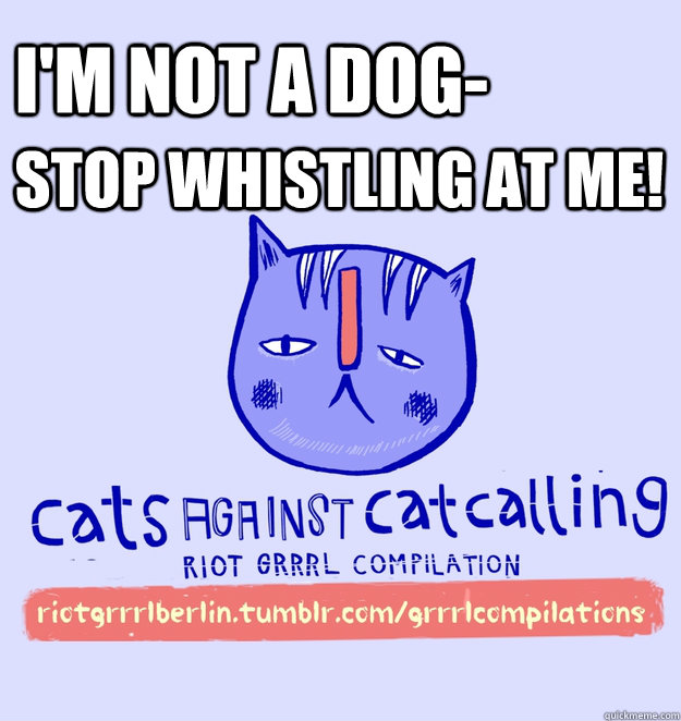 i'm not a dog- stop whistling at me! - i'm not a dog- stop whistling at me!  cats against catcalling