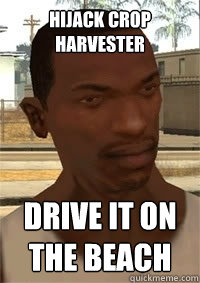 hijack crop harvester drive it on the beach  San Andreas CJ