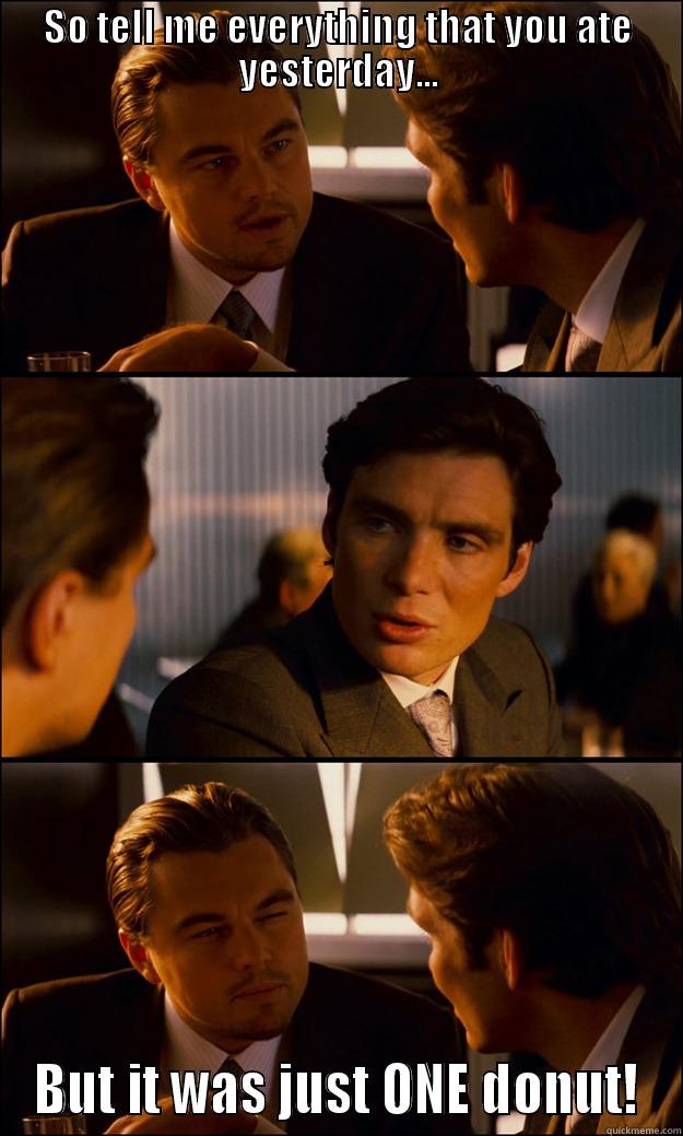 SO TELL ME EVERYTHING THAT YOU ATE YESTERDAY... BUT IT WAS JUST ONE DONUT! Inception