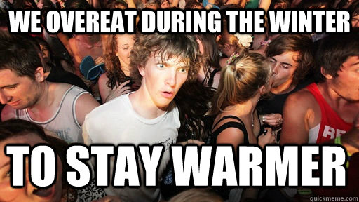 We overeat during the winter to stay warmer  Sudden Clarity Clarence