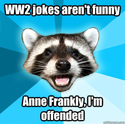 WW2 jokes aren't funny Anne Frankly, I'm offended  Lame Pun Coon