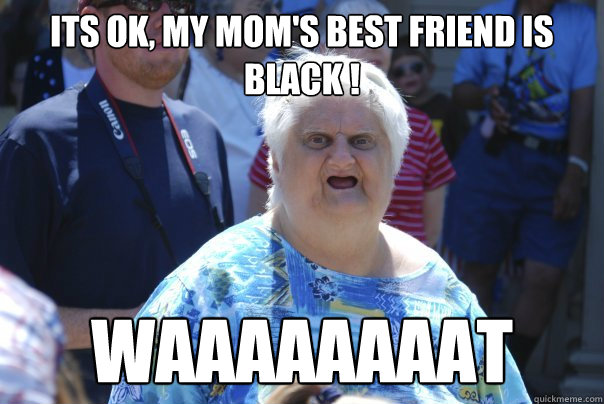 Its ok, my mom's best friend is black ! Waaaaaaaat  