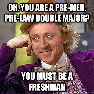 Oh, You Are A Pre-Med, Pre-Law Double Major? You must be a freshman  Condescending Wonka