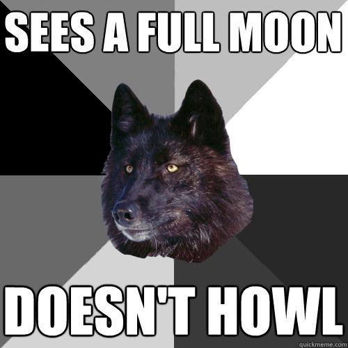 sees a full moon doesn't howl - sees a full moon doesn't howl  Sanity Wolf