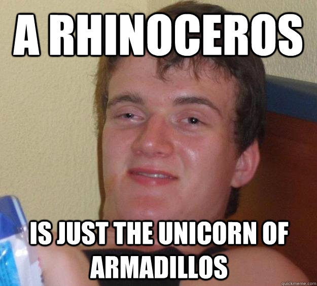 a rhinoceros is just the unicorn of armadillos  10 Guy