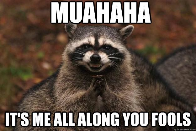 Muahaha It's me all along you fools  Evil Plotting Raccoon
