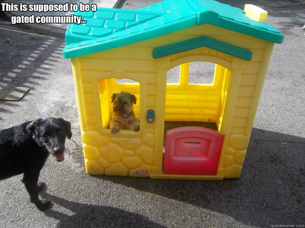 This is supposed to be a gated community... - This is supposed to be a gated community...  Upper Class White Dog