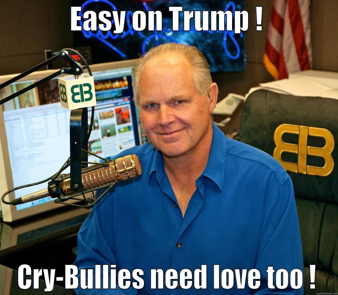 EASY ON TRUMP ! CRY-BULLIES NEED LOVE TOO ! Misc