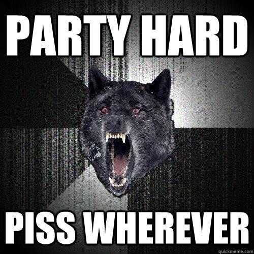 PARTY HARD PISS WHEREVER  Insanity Wolf
