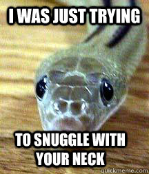 i was just trying to snuggle with your neck - i was just trying to snuggle with your neck  Misunderstood Snake