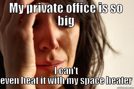 MY PRIVATE OFFICE IS SO BIG I CAN'T EVEN HEAT IT WITH MY SPACE HEATER First World Problems