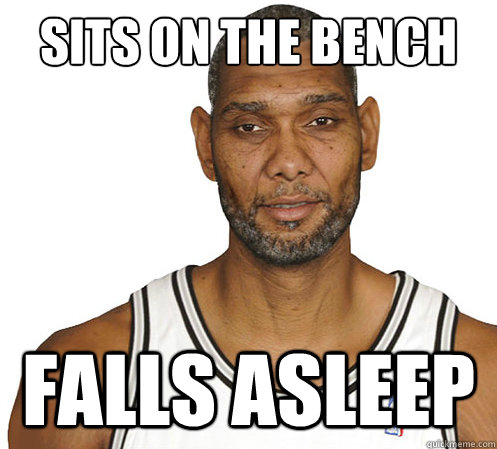 Sits on the bench Falls asleep  