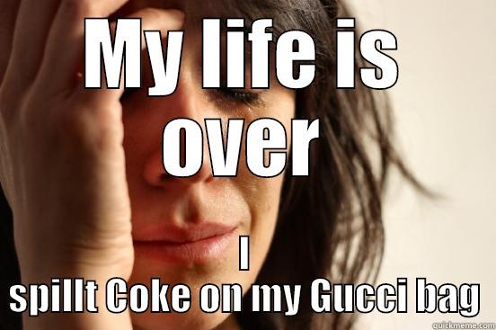 MY LIFE IS OVER I SPILLT COKE ON MY GUCCI BAG First World Problems