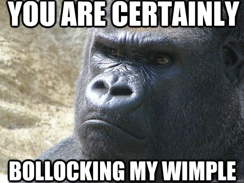 You are certainly  bollocking my wimple - You are certainly  bollocking my wimple  Grumpy Gorilla