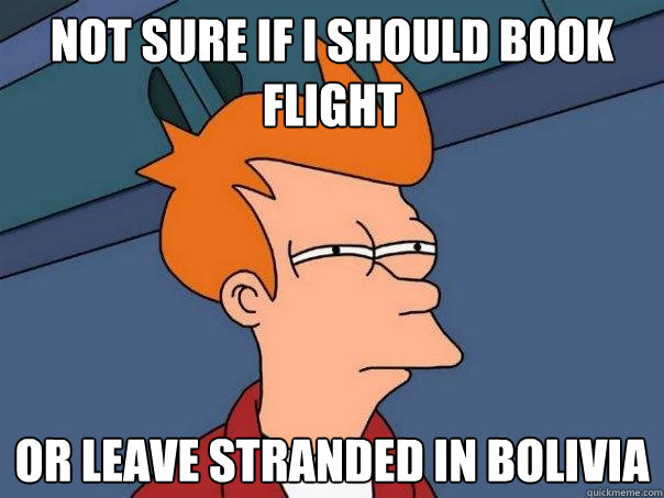Not sure if i should book flight or leave stranded in Bolivia  Futurama Fry