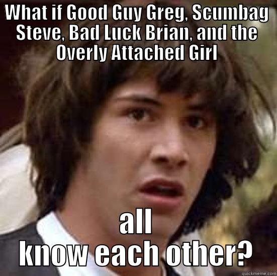 WHAT IF GOOD GUY GREG, SCUMBAG STEVE, BAD LUCK BRIAN, AND THE OVERLY ATTACHED GIRL ALL KNOW EACH OTHER? conspiracy keanu