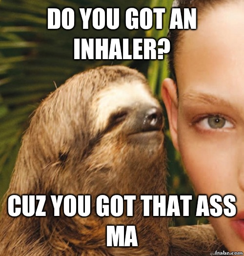 Do you got an inhaler? Cuz you got that ass ma  rape sloth