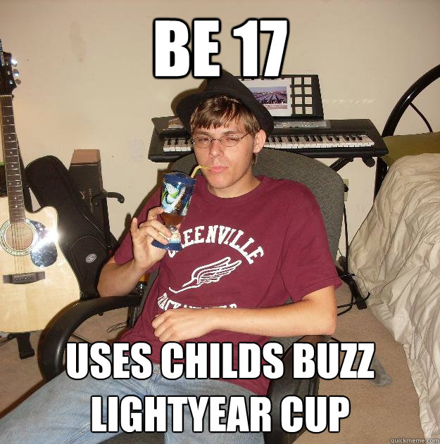 Be 17 uses childs buzz lightyear cup   