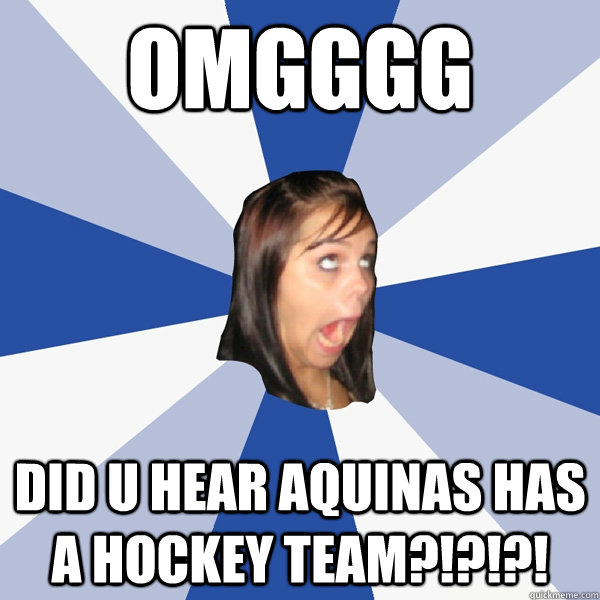 omgggg  did u hear aquinas has a hockey team?!?!?!  Annoying Facebook Girl